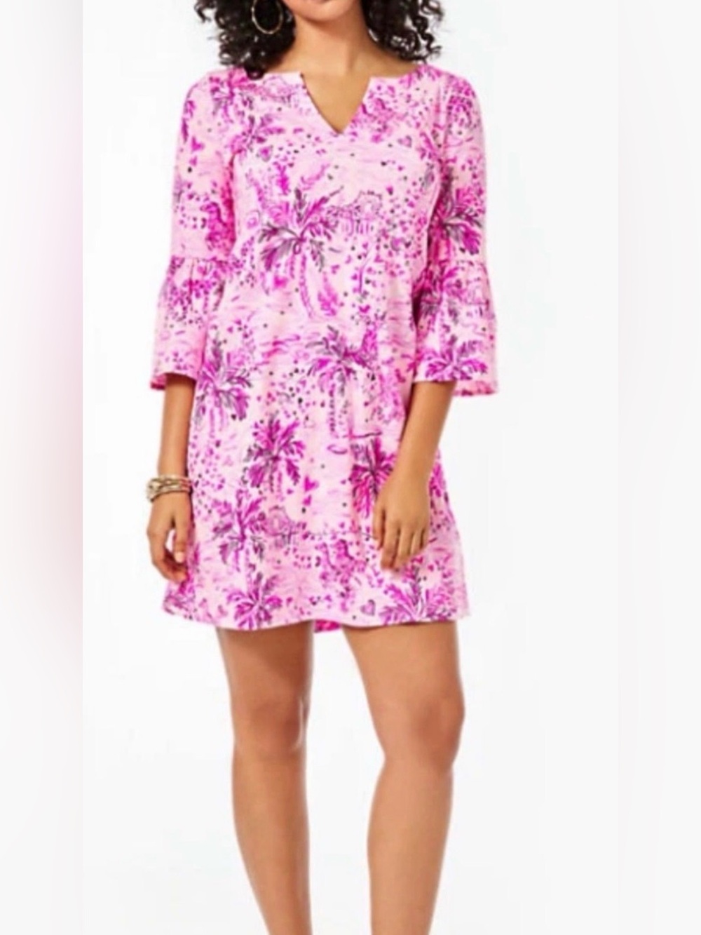 Lilly Pulitzer Tosha Dress Pink Blossom Wild About You, Size Large